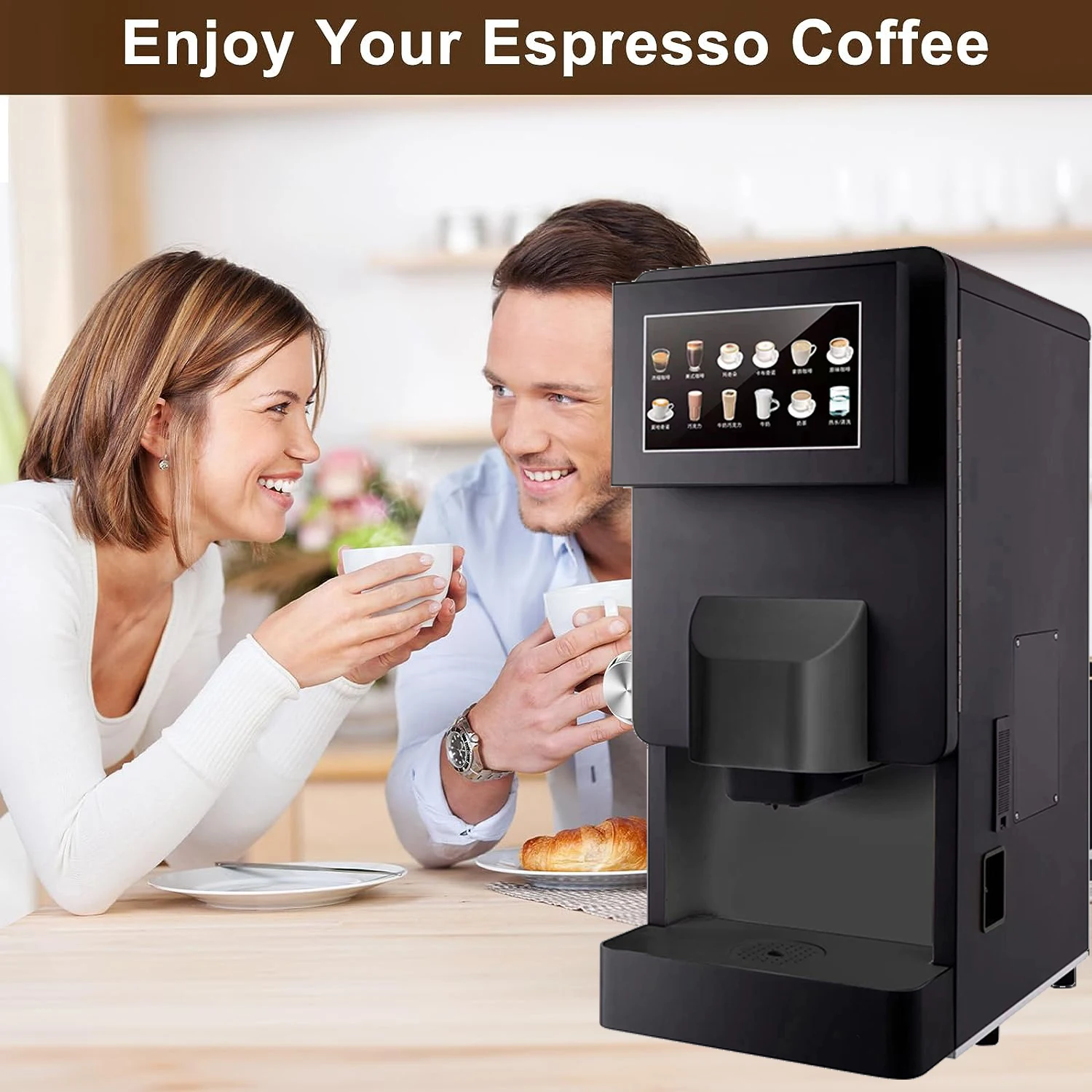 New Design 3/4 Powder Tanks Automatic Vending Coffee Machine External Water Commercial Ground Bean Taste Coffee Machine