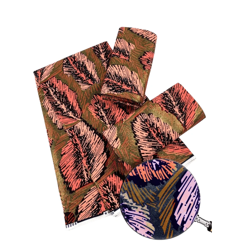 New Arrival 100% Cotton Grand Super Gold Wax  Super Glitter Wax  Print Fabric Ankara