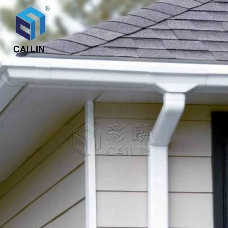 Ecuador Hot Sale 5.2 Inch 7 Inch Black White PVC Gutters Roofing Rainwater Drainage System Gutter Guard