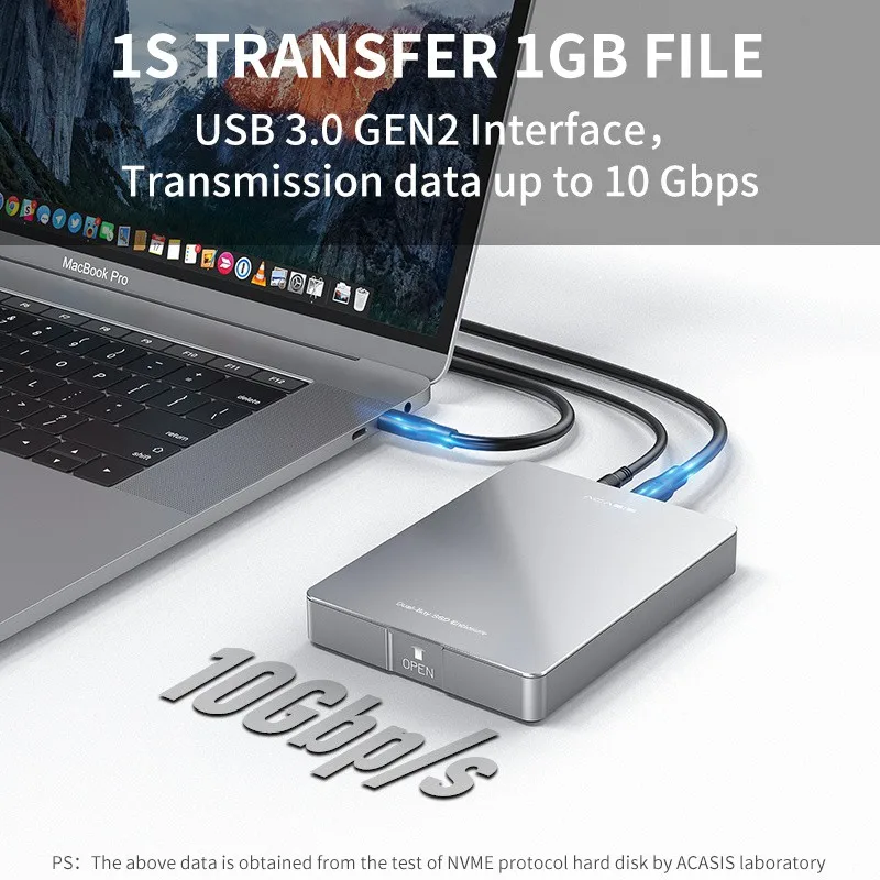 Корпус для SSD ACASIS Dual Bay M.2 с поддержкой M2 NVME NGFF SATA двухпротокольный SSD-диск PCIE M Key + B корпус жесткого диска USB C 10