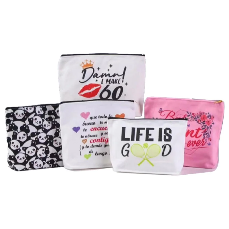 Low Price Wholesale Blank Plain Pencil Pouch Custom Your Print logo Pattern Cosmetic Bags Cotton Canvas Pencil Cases With Zipper