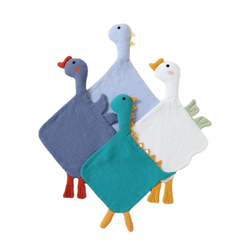 New Baby Shower Gift Personalized Organic Cotton Swan Dinosaur Security Comforter Soft Comforter Blanket Toy For Boy and Girl
