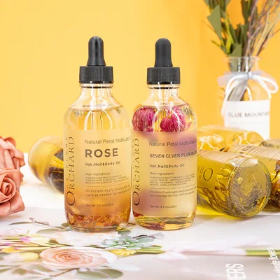 Rose Multi-Use Oil for Face Body and Hair - Organic Blend of Apricot Vitamin E and Sweet Almond Oil Moisturizer for Dry Skin