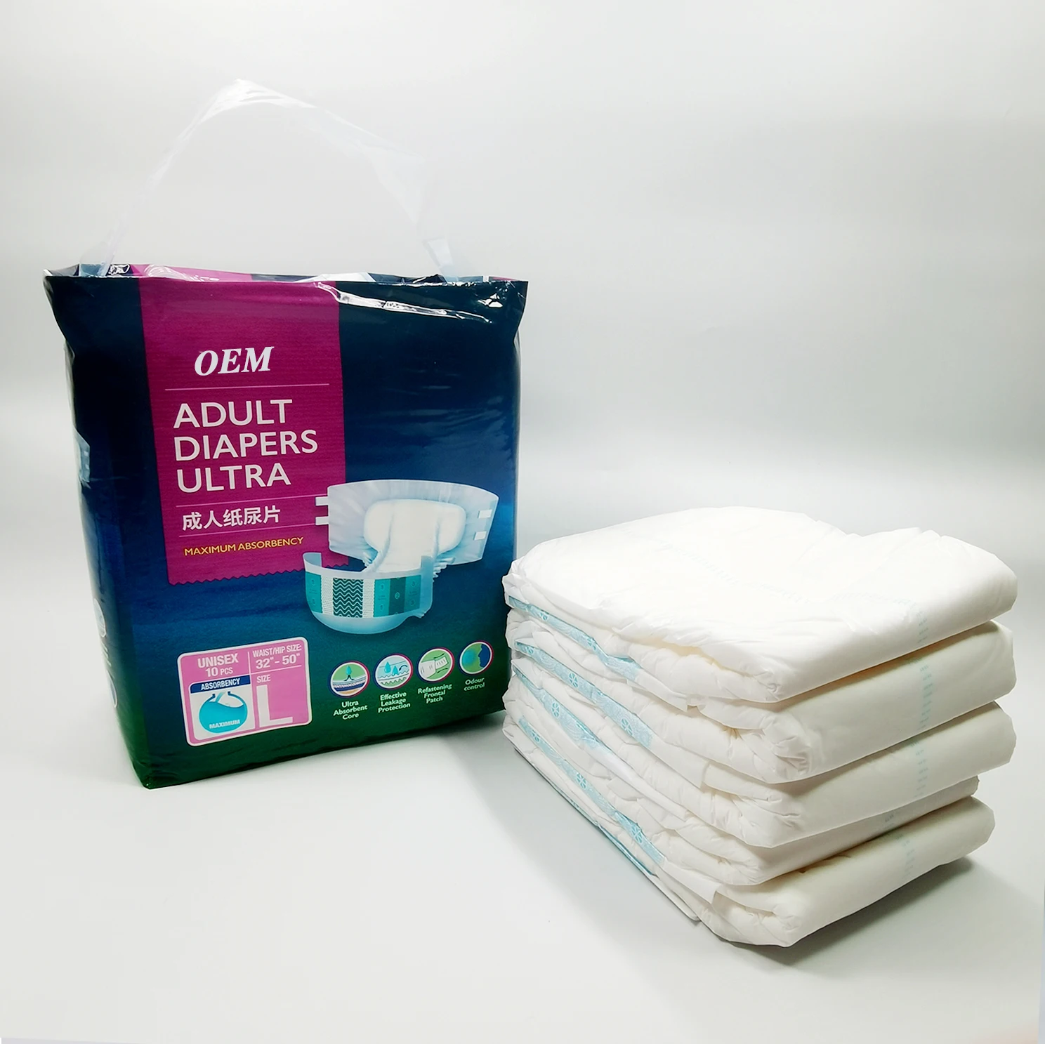 New Arriver Wholesale Big Size Absorbent Medical Incontinence Ultra Thick Manufacturer Disposable Adult Diaper