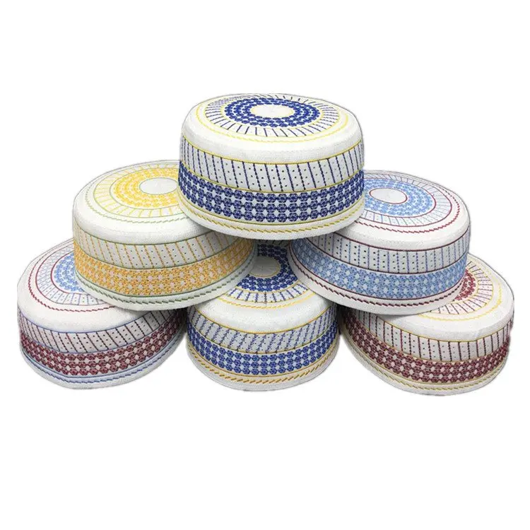2022 wholesale cheap white boys men muslim baotou hat cap knitting kufi topi crochet taqiyah prayers cap man islamic hijab hat