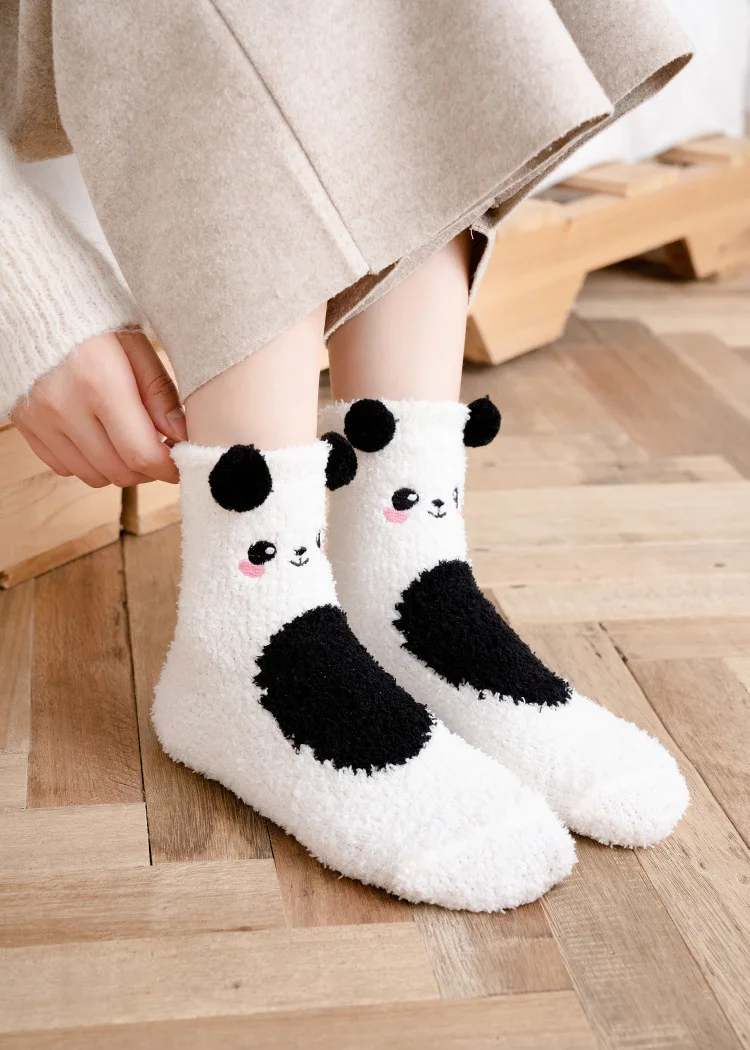 Coral fleece autumn and winter warm socks cartoon floor socks ladies