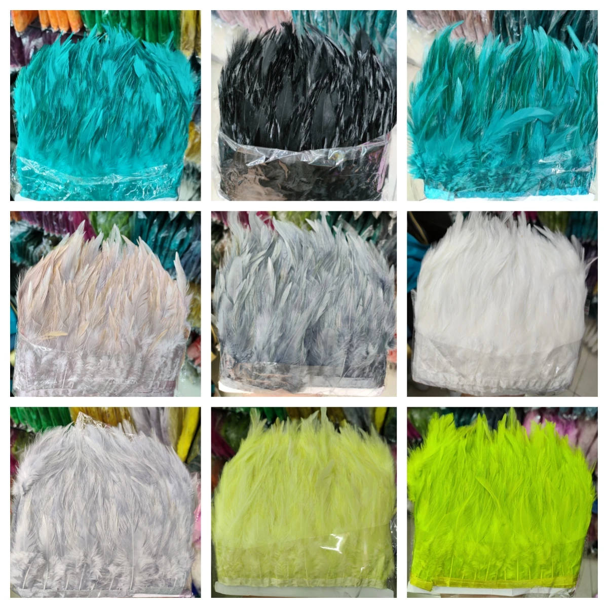 Wholesale High Quality Width 10-12cm Colorful Chicken Cock Feather Trim Strap Fringe Tassel For Women Performing Dress