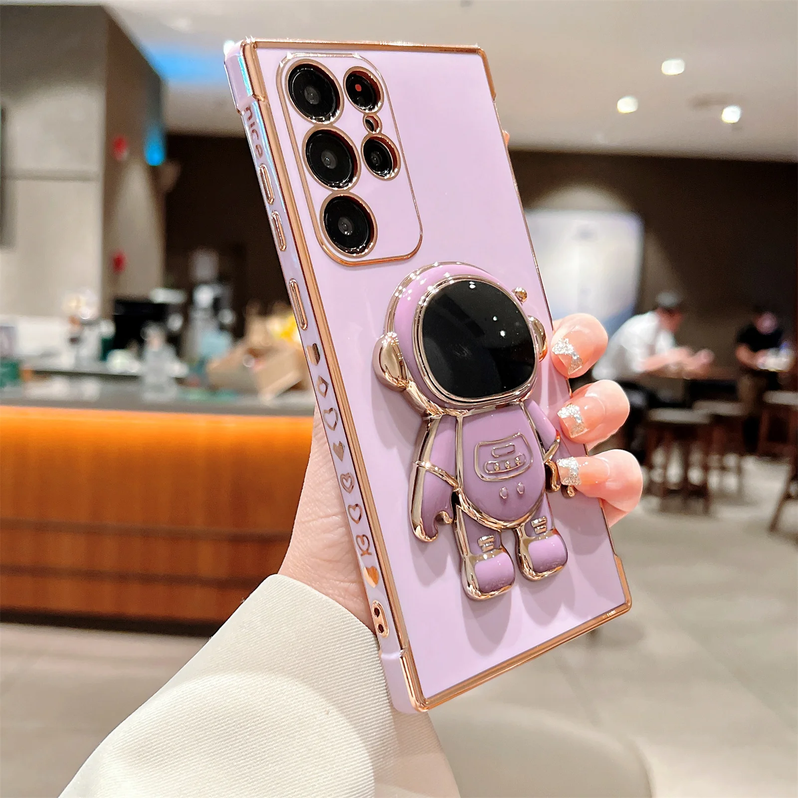 Astronaut Phone Case for Samsung Galaxy S21 22 Ultra Plus A33 A53 A52S A14 A34 A54 for Iphone for Redmi Foldable Stand Silicone