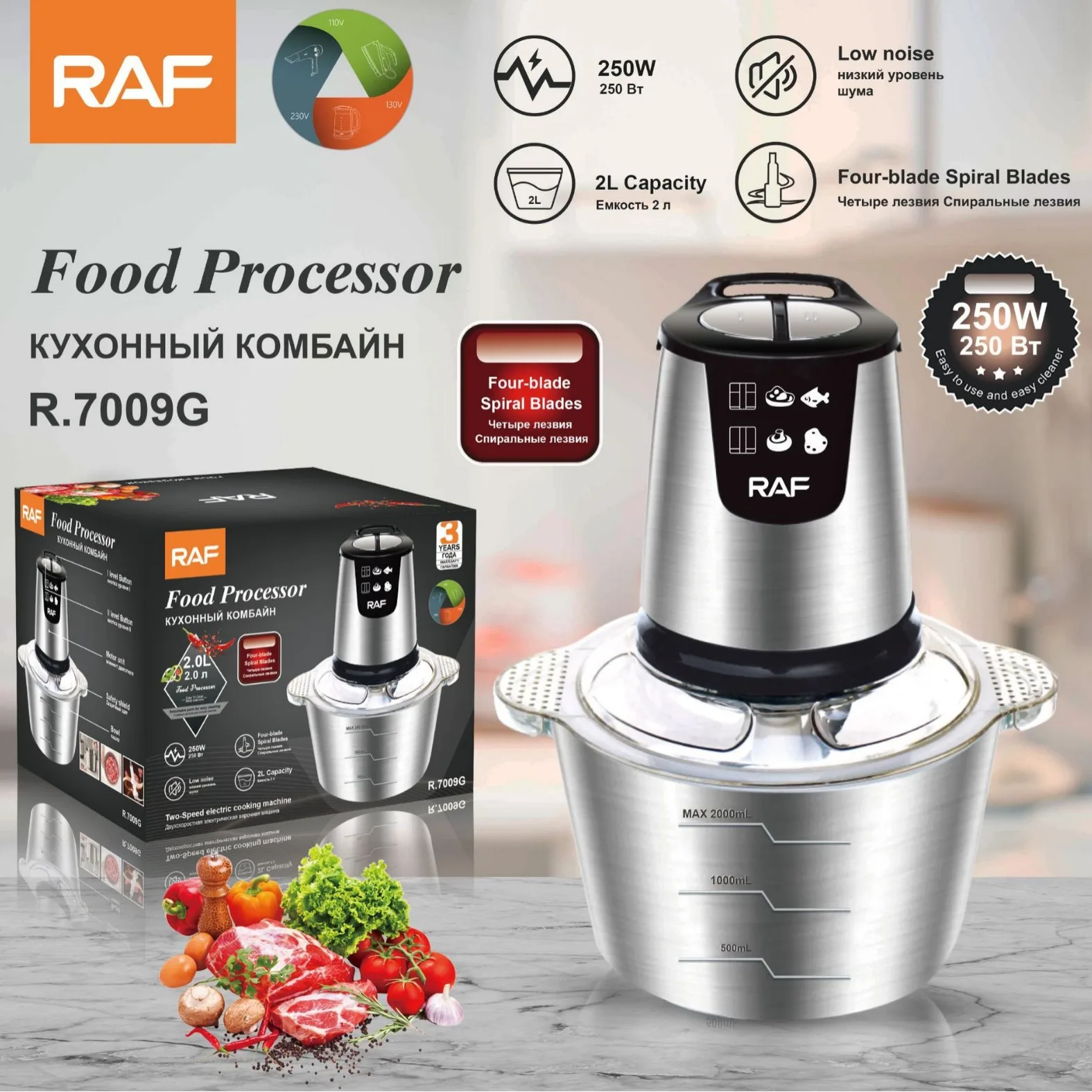 Hot Sell Cheap Factory Price Kitchen Food Meat Mincer Chopper Best Home Mini Stainless Steel 2L Electric Meat Grinder