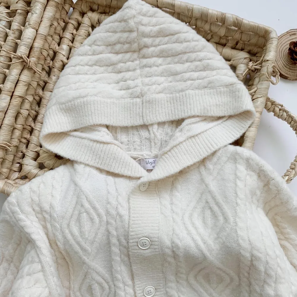 
European latest design casual unisex kids cotton knitwear with hoodie 