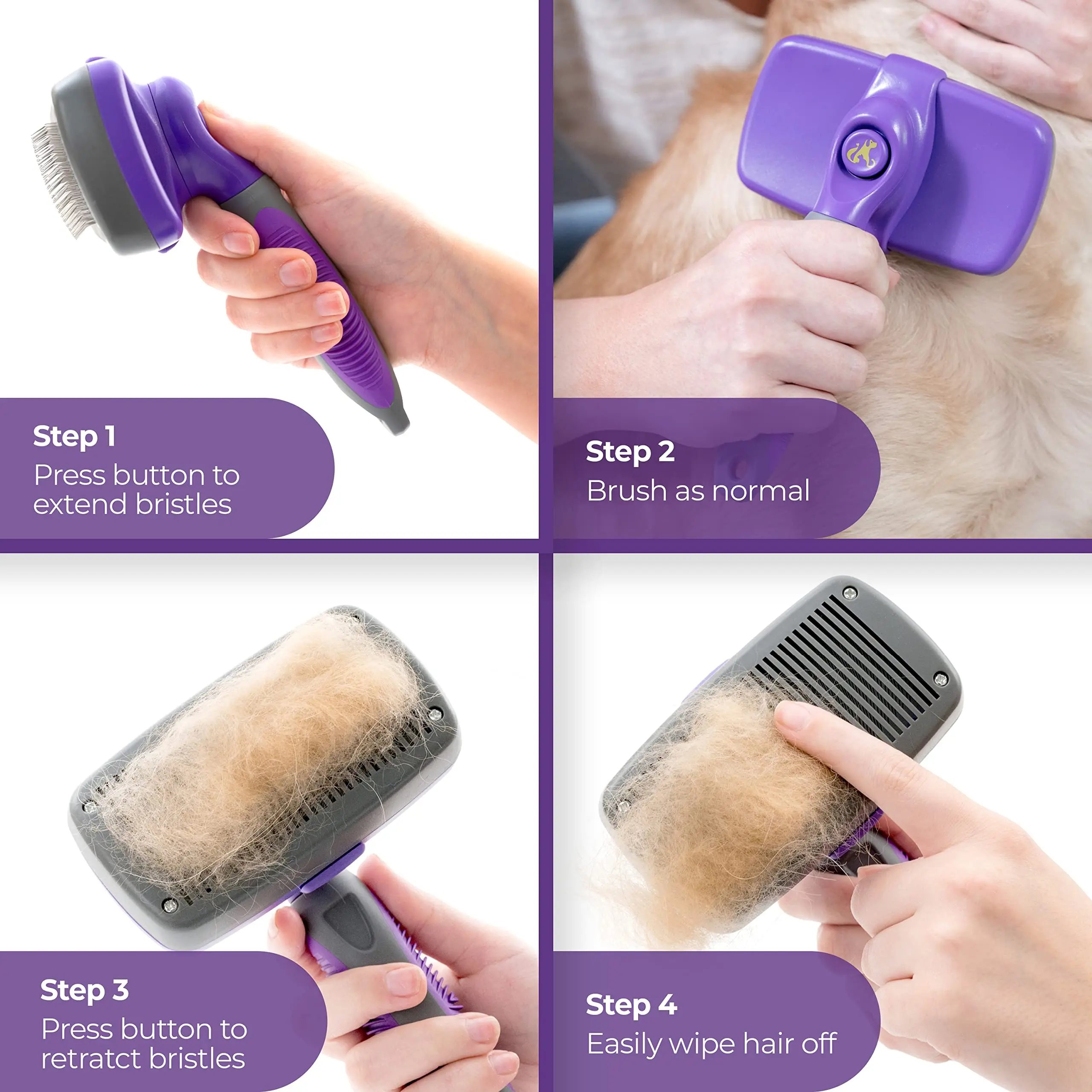Wholesale pet grooming products self cleaning pet brush dog hair remover pet cleaning brush hair removal comb for dogs cat