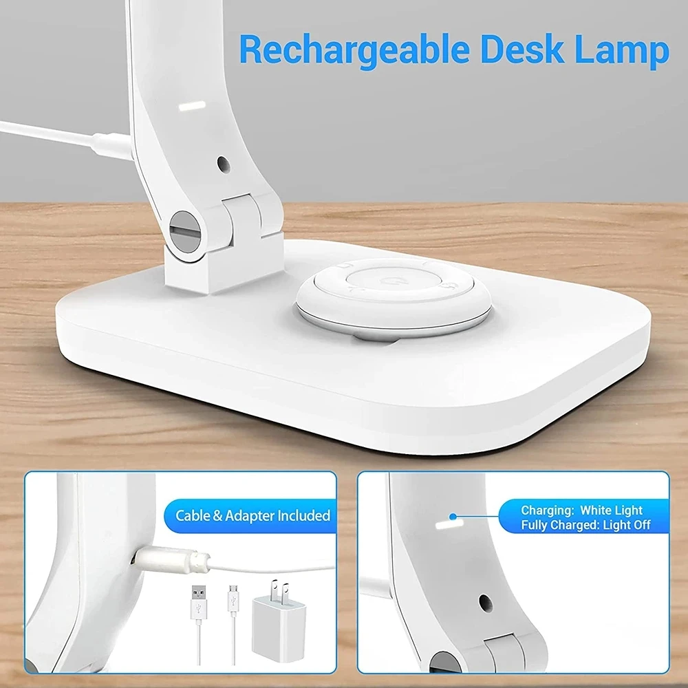 Remote Control Adjustable LED Desk Lamp Eye-Caring Office Light Rechargeable Touch Control Stepless Dimming Reading Table Lights