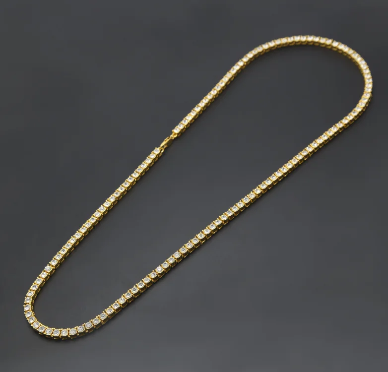 5mm One Row Bezel Setting Lab Diamond Tennis Chain Gold and Rose Gold Plated Iced out Style Cheap Hip Hop Necklace Jewelry