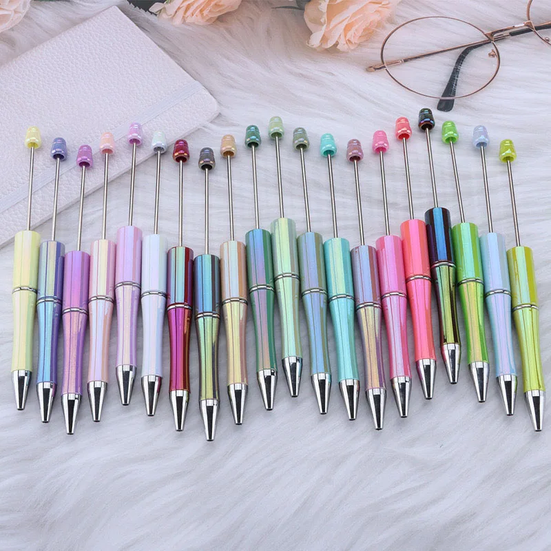 New Arrival Diy Creative Cartoon UV Colors Beaded Pens Visible Plastic Multi Color Pen Beadable Pen