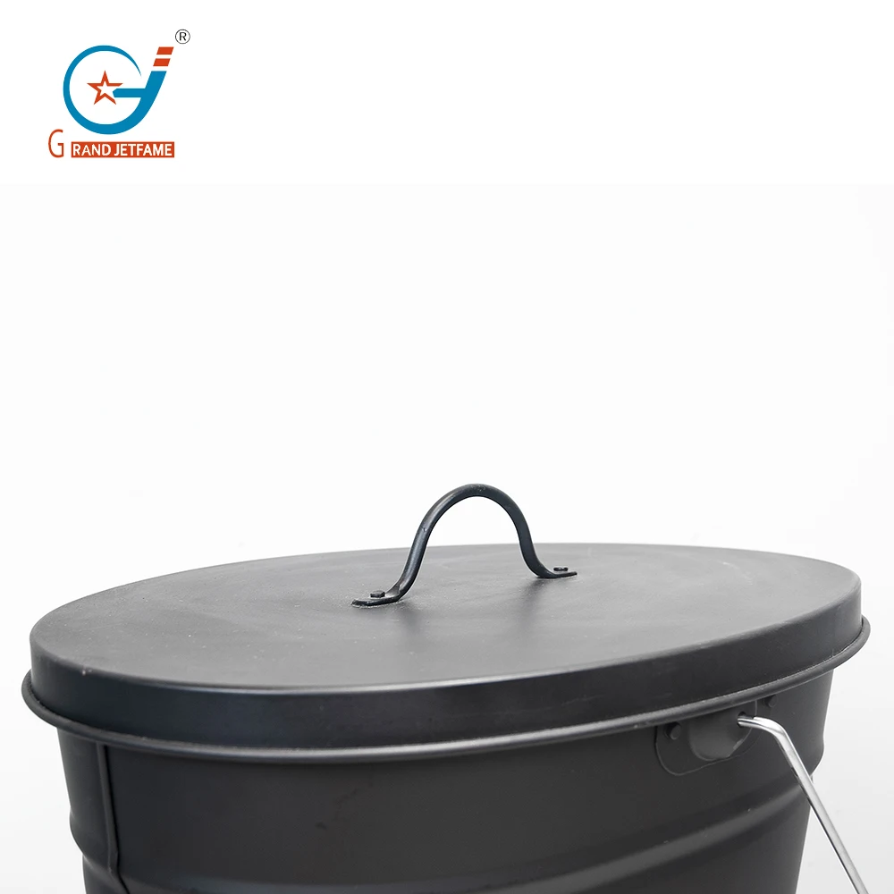 Metal Ash Bucket with lid and Handle Set Accessories Reusable For Fireplace Indoor
