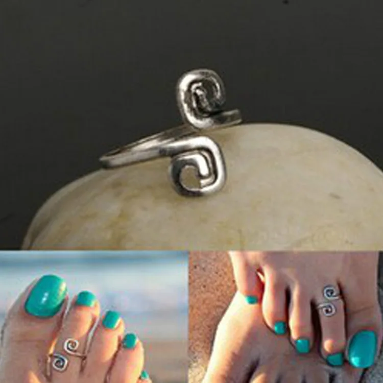 Fashionable Foot Jewelry Summer Beach Style Plain Band Toe Nail Rings Silver Plated Metal Alloy Womens Custom Logo CHRISTIAN ES