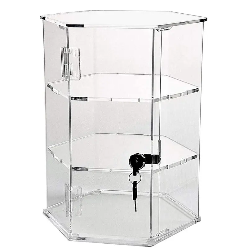 Countertop 360 Rotating Jewellery Display Cabinet with Lock and Key Acrylic Jewel Box