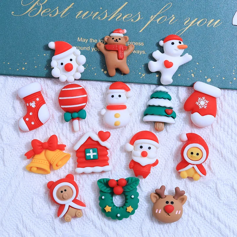 Hot selling Christmas decoration flat back elk resin crafts DIY handcrafted charm cartoon gingerbread man Christmas tree