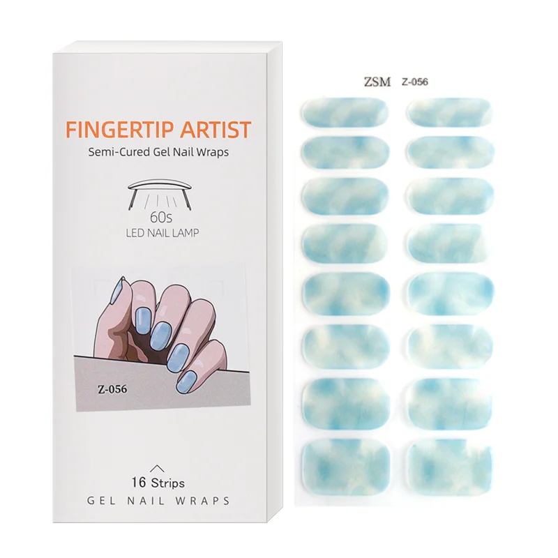Korean 3d Semicured Nail Wrap Custom Logo Uv Cured Lamp Semi-cured Gel Nail Sticker for Gel Application on Art Nail