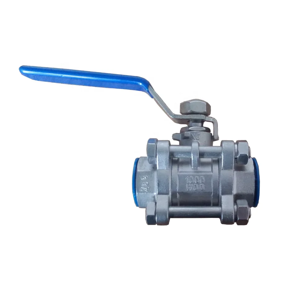 ANSI/GB 3PC Internal Threaded Handle Lock Ball Valve SS304/316 Stainless Steel CF8M 1000WOG Ball Valve