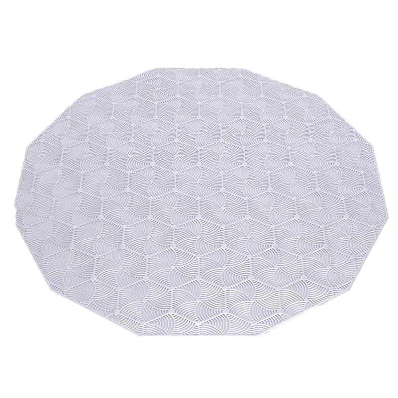 Wholesale new products hexagon shape round gold and silver green pvc round placemat