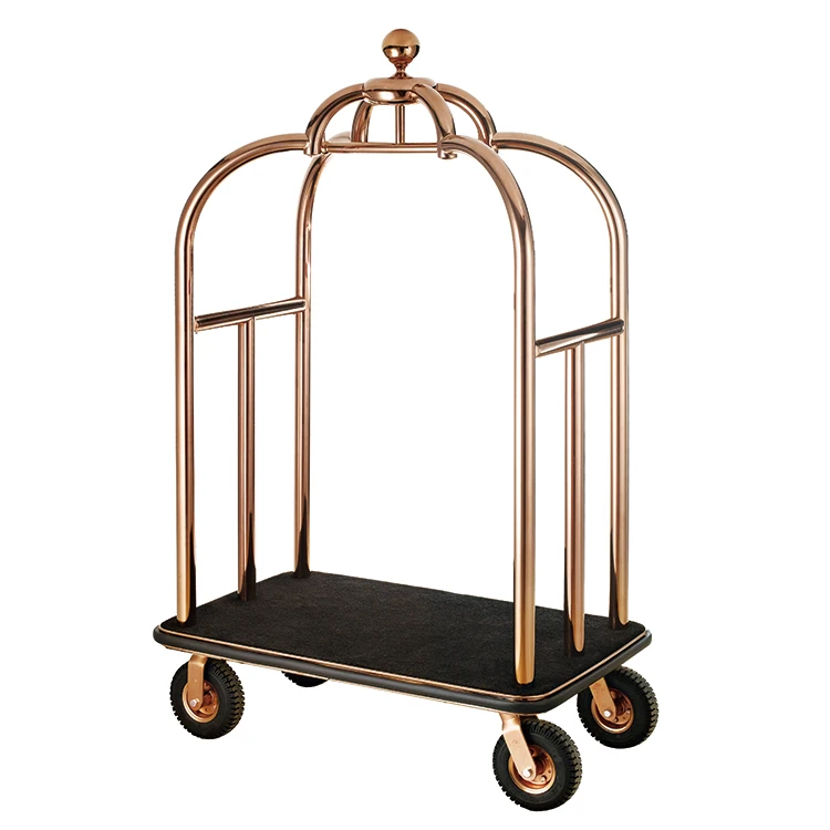 
High Quality Birdcage Hand Trolley Luggage Carts Lobby Vintage Luggage Cart with wheels for Hotel 