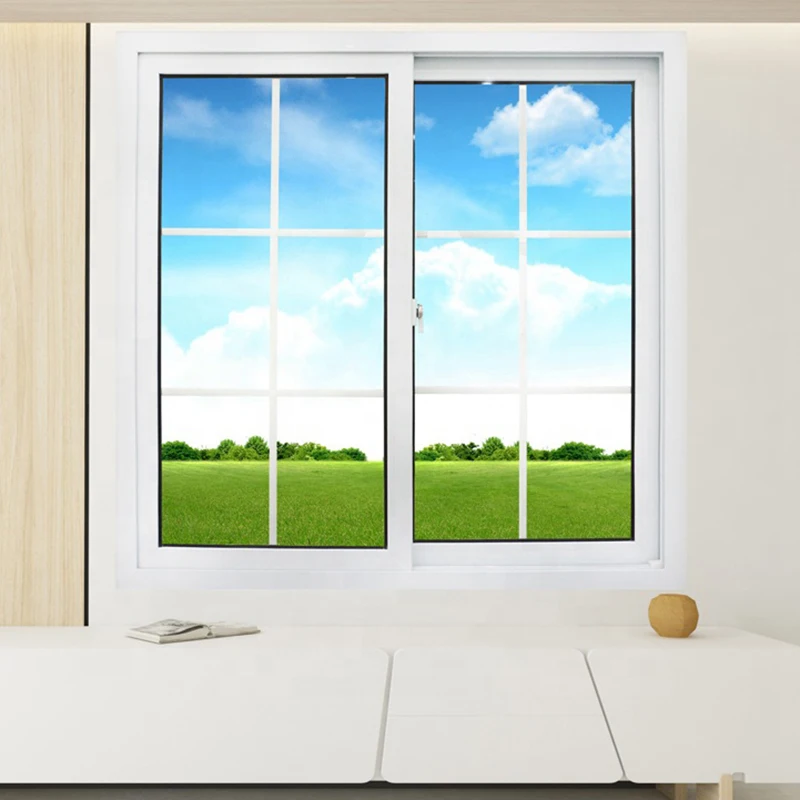 New design modern popular pvc window upvc sliding windows white square tempered glass PVC slide window