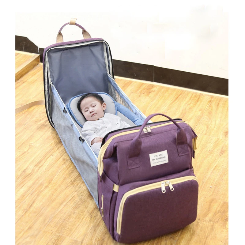 custom large capacity travel mommy expandable waterproof portable baby crib baby diaper backpack