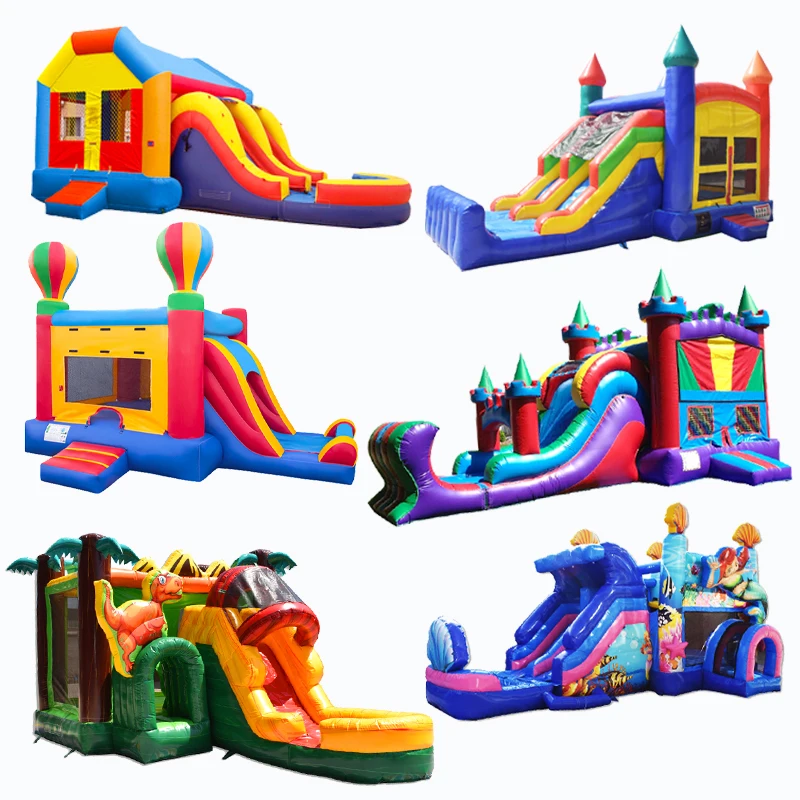 Commercial Bounce House With Water Slides Wholesale Inflatable Bouncer And Houses White Ball Pit Slide Colorful Dry