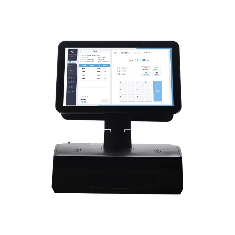 2024 Hot Selling 15.6 inch Pos System Dual Touch Screen Android Desktop All in One Cash Register Machine Epos Terminal