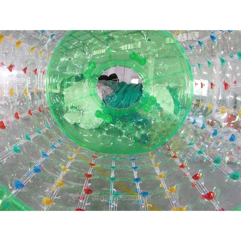 3m Long Transparent Double Layers Inflatable Water Roller Ball With Tubes for Kids Pool and Lake Entertainment