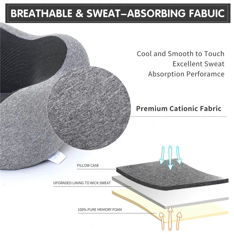 
100% Pure Memory Foam Twist Memory Foam Travel Pillow Compact & Adjustable Neck Support Travel Massage Pillow Airplane 