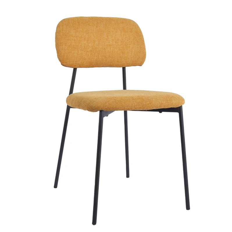 Wholesale best price factory sale home furniture armless cheap fabric seat dining chair metal frame