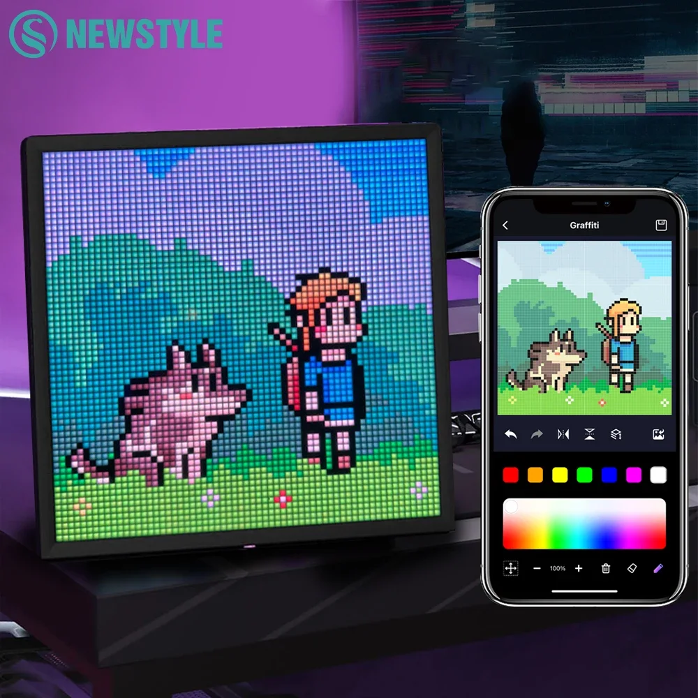 Светодиодный пиксельный дисплей 64x64 RGB светодиодная матричная панель программируемый арт с популярным управлением приложением креативный экран