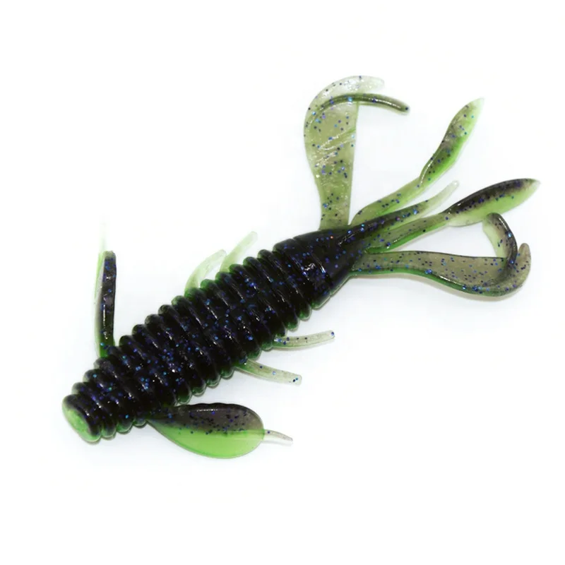 TAKEDO PR01 3.5 inch 8.9cm  Multi-Tailed Fish Craw Lure Screw Musky Worm Saltwater Fishing Soft Plastic Perch Bait Fishing Lures