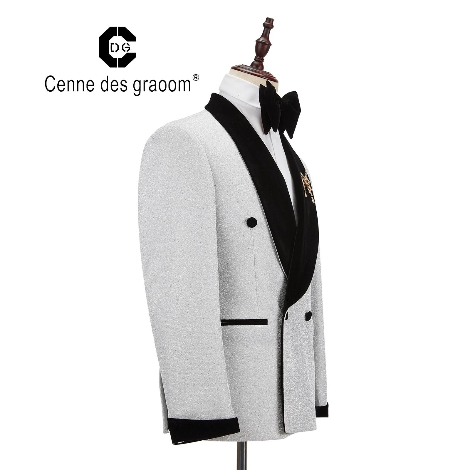 Высококачественный мужской деловой костюм Пиджак Приталенный мужской белый свадебный костюм