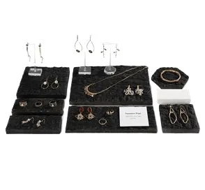 Spot geometric black plaster earrings display tray jewelry jewelry display stand set