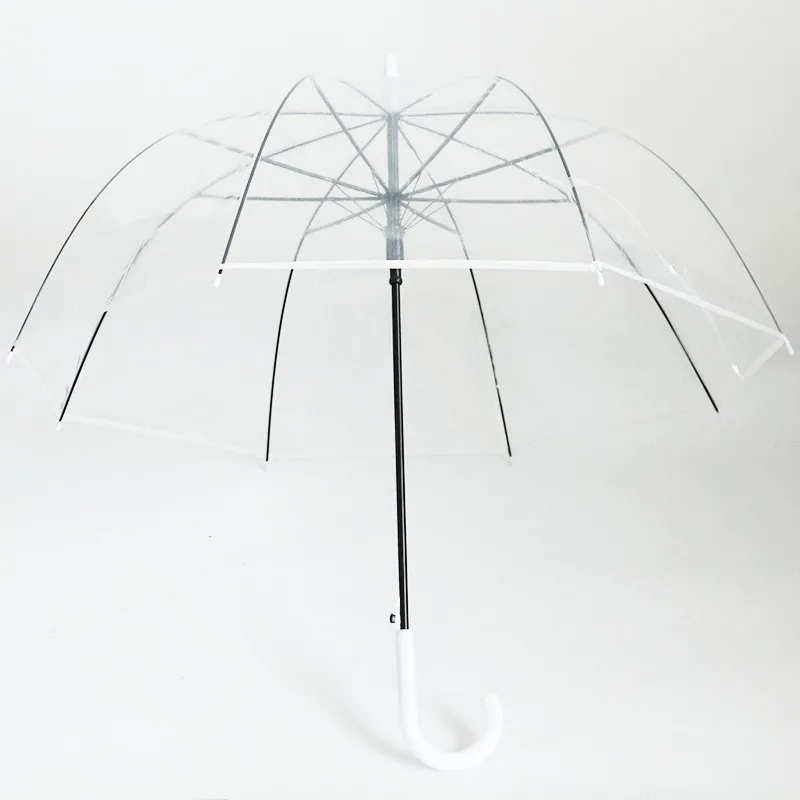Good quality rainproof travel black large outdoor big clear umbrella with edging strip for girls