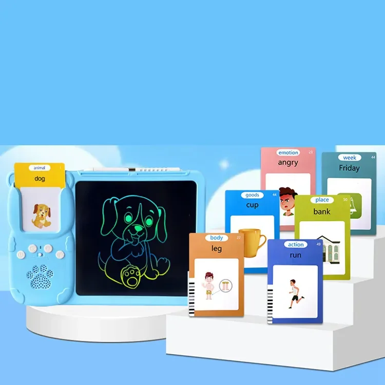Early Education Device 2 in 1 LCD Writing Tablet With Talking Flash Cards 224 Words Educational Toy Writing Board for Kids