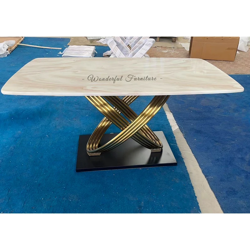 Modern Luxury Rectangular Marble Top Dining Table Set 4 Seater 6 8 Dining Room Furniture Dining Table Set With Chairs