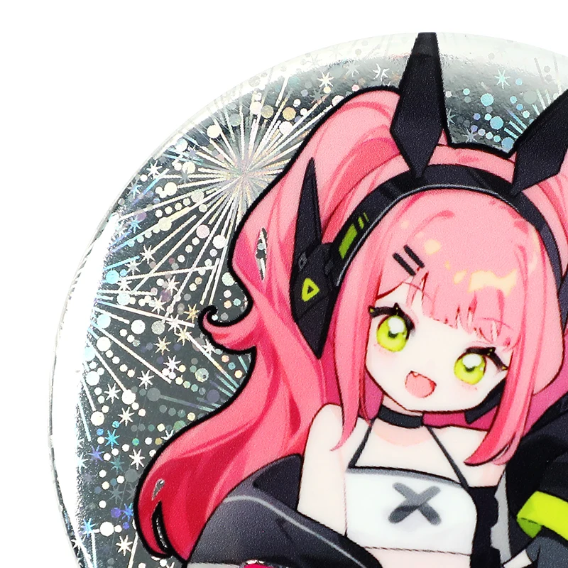 Vograce Manufacturer Metal Badges Custom Round Glitter Holographic Button Pins