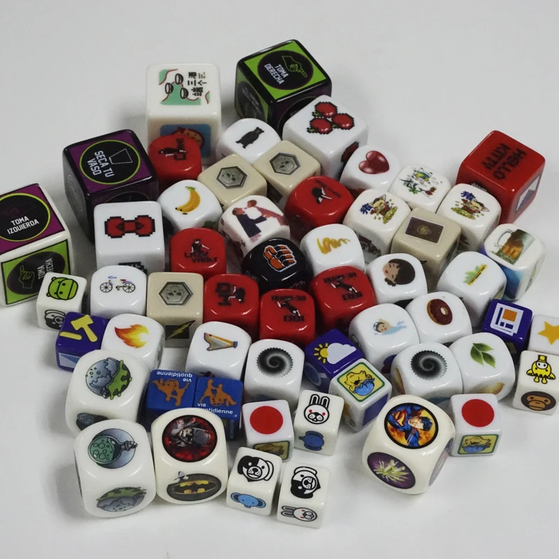 6-сторонние пластиковые игральные кости с гравировкой 16 мм 18 20 25 D6 пользовательские для настольных игр