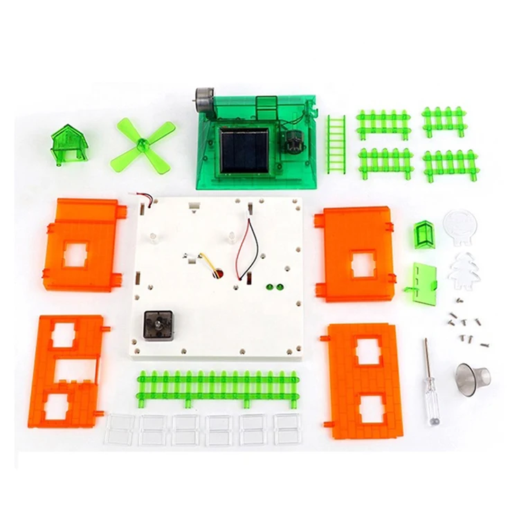 Kids Learning STEM DIY Self-assembled Solar House Toy Kits With Light