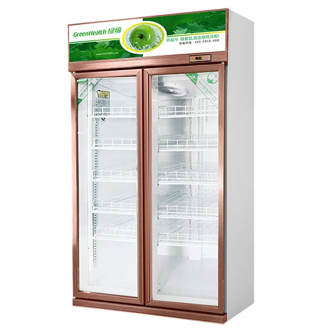 Frequency Conversion Double Glass Door Refrigerator Beverage Showcase Cooler Supermarket Chiller