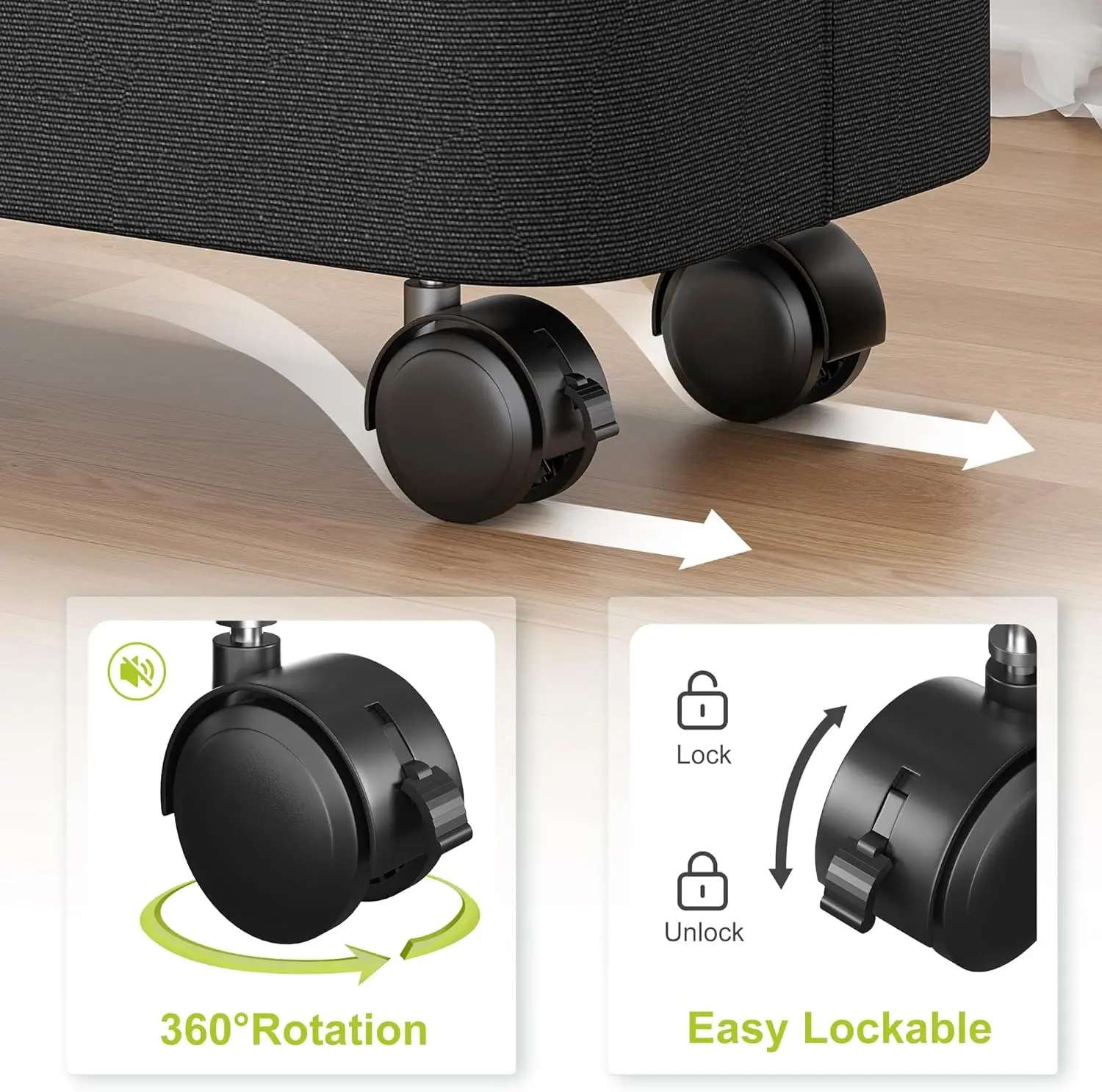 Black Bamboo Laundry Hamper for Clothes and Toys Large Capacity Laundry Hamper with Wheels Bamboo Laundry Basket