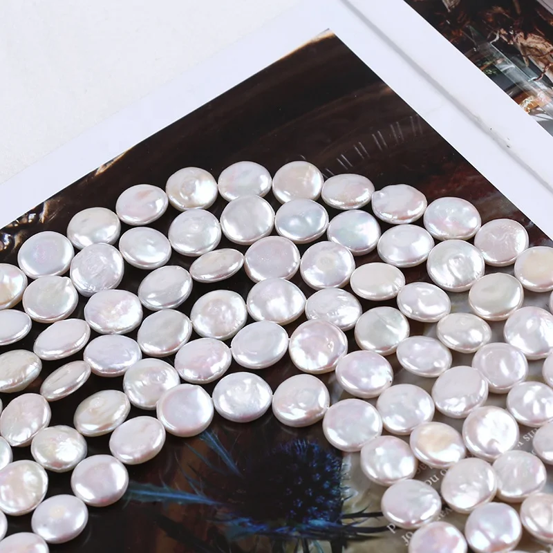 12-13mm AAAAA natural color coin fresh water pearl beads for making necklace
