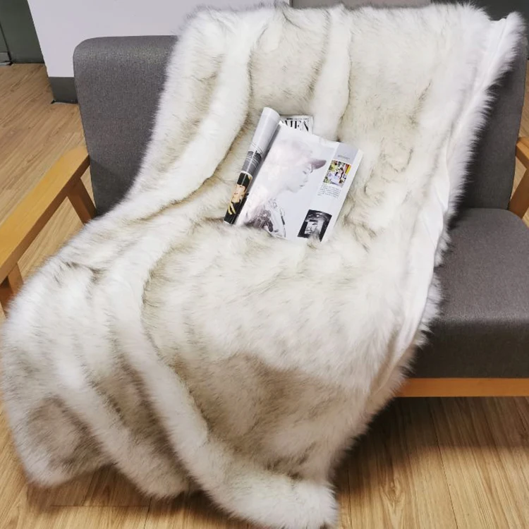 Wholesale Stock Super Soft White Luxury Faux Fur Throw Blanket