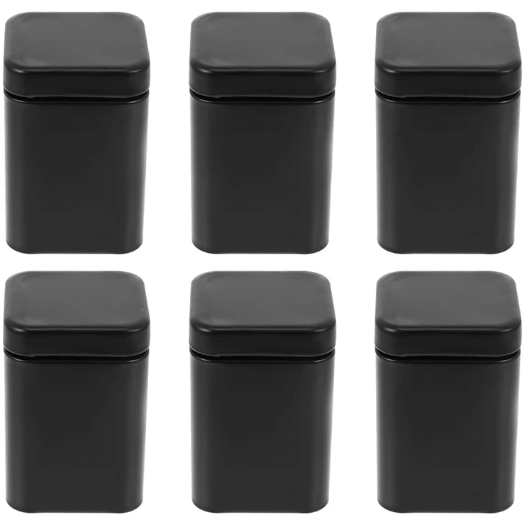 Bulk Black Color Empty Tea Candy Storage Box Small Square Tin Containers