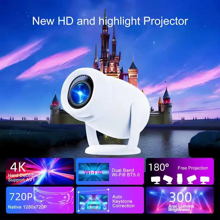 Y400 мини портативный видеопроектор 1280*720P Светодиодная лампа 300 ANSI Lumens Android проектор с Wi-Fi BT кронштейн проекторы