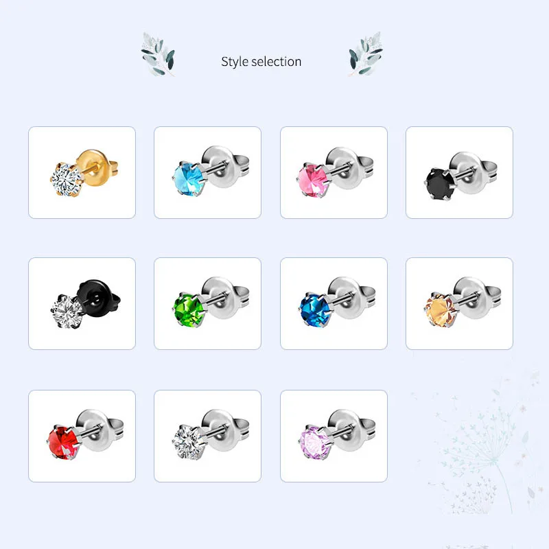 Disposable Ear Piercing Unit Sterile Stainless Steel Earring Zircon Studs Body Antiallergic  Ear Piercing Safe Easier to Use